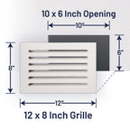 Svalzke 10 x 6" Cold Air Return | Install Kit | 3/4 x 12 x 8" Grill for Floor Level