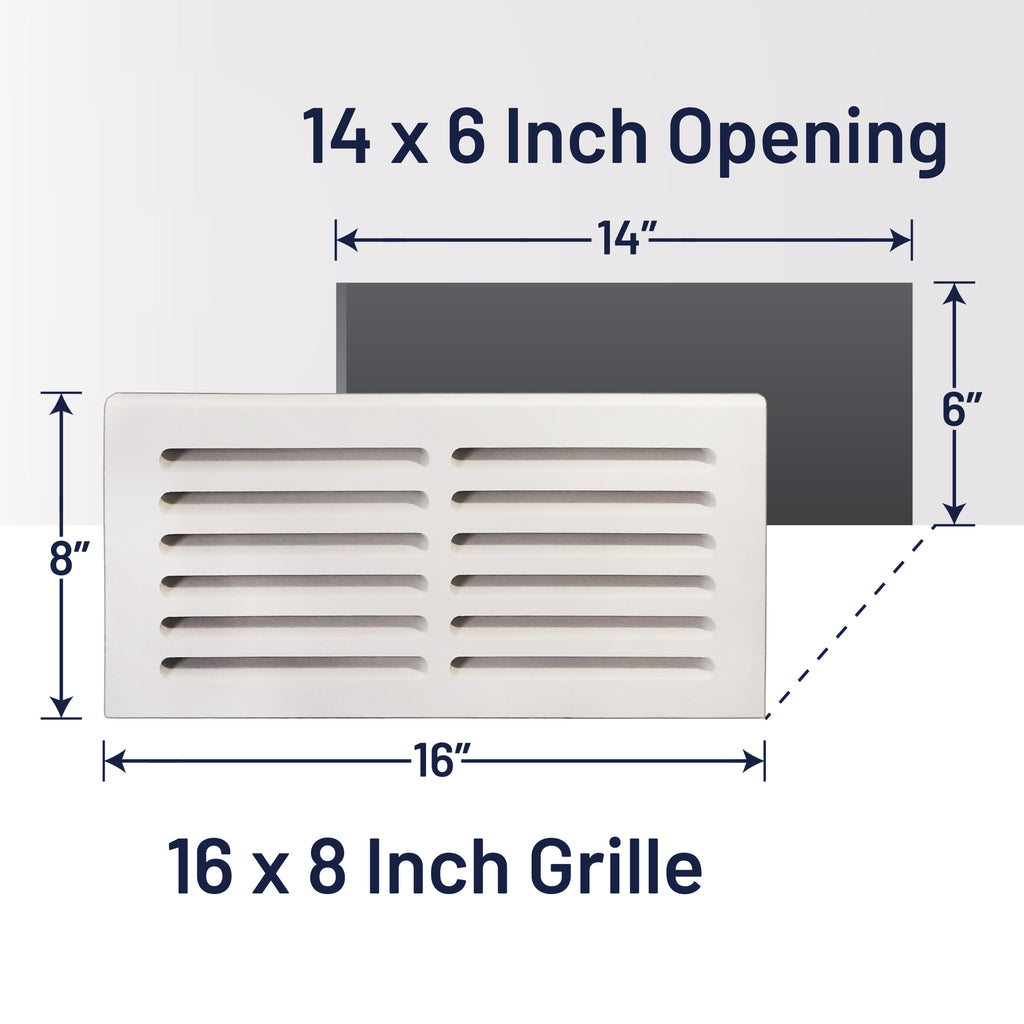 MDF Cold Air Return Vent Cover 14x6" with Install Kit | Paintable Wall Grill 16x8" Floor Level | Svalzke
