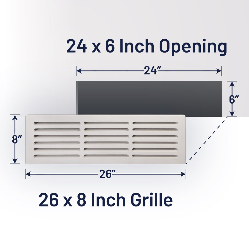 Svalzke 24 x 6" Cold Air Returns | Case Pack of 12 Vents | 3/4 x 26 x 8" Grills for Floor Level