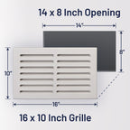 MDF Cold Air Return Vent Cover 14x8" with Install Kit | Paintable Wall Grill 16x10" Mid Wall | Svalzke