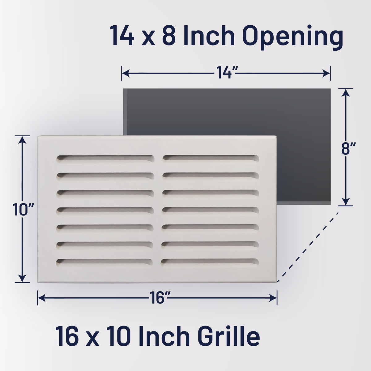 MDF Cold Air Return Vent Cover 14x8" with Install Kit | Paintable Wall Grill 16x10" Mid Wall | Svalzke