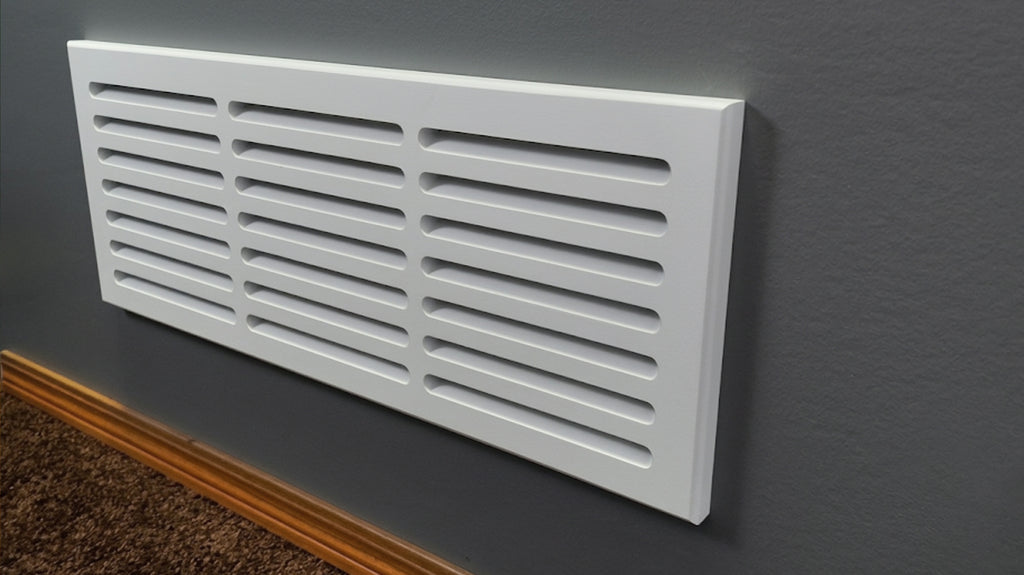MDF Cold Air Return Vent Cover 24x8" with Install Kit | Paintable Wall Grill 26x10" Mid Wall | Svalzke
