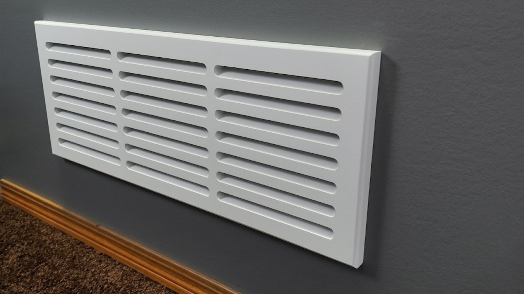 MDF Cold Air Return Vent Cover 24x8" with Install Kit | Paintable Wall Grill 26x10" Mid Wall | Svalzke