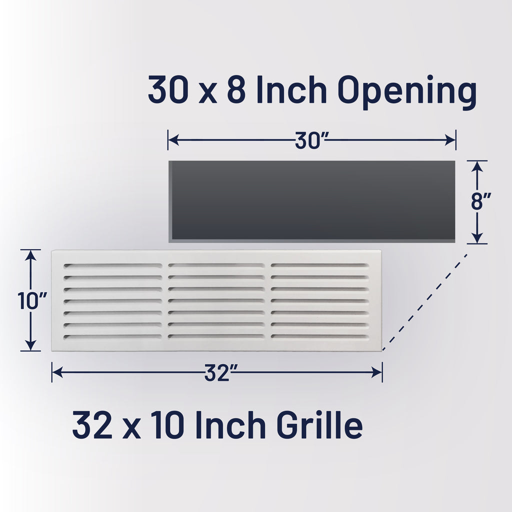 MDF Cold Air Return Vent Cover 30x8" with Install Kit | Paintable Wall Grill 32x10" Mid Wall | Svalzke