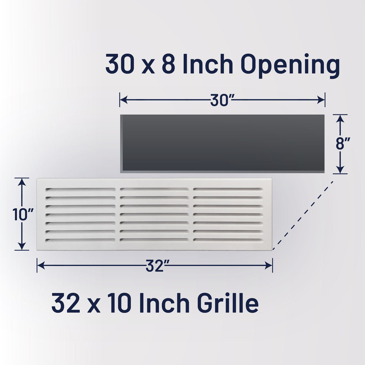 MDF Cold Air Return Vent Cover 30x8" with Install Kit | Paintable Wall Grill 32x10" Mid Wall | Svalzke
